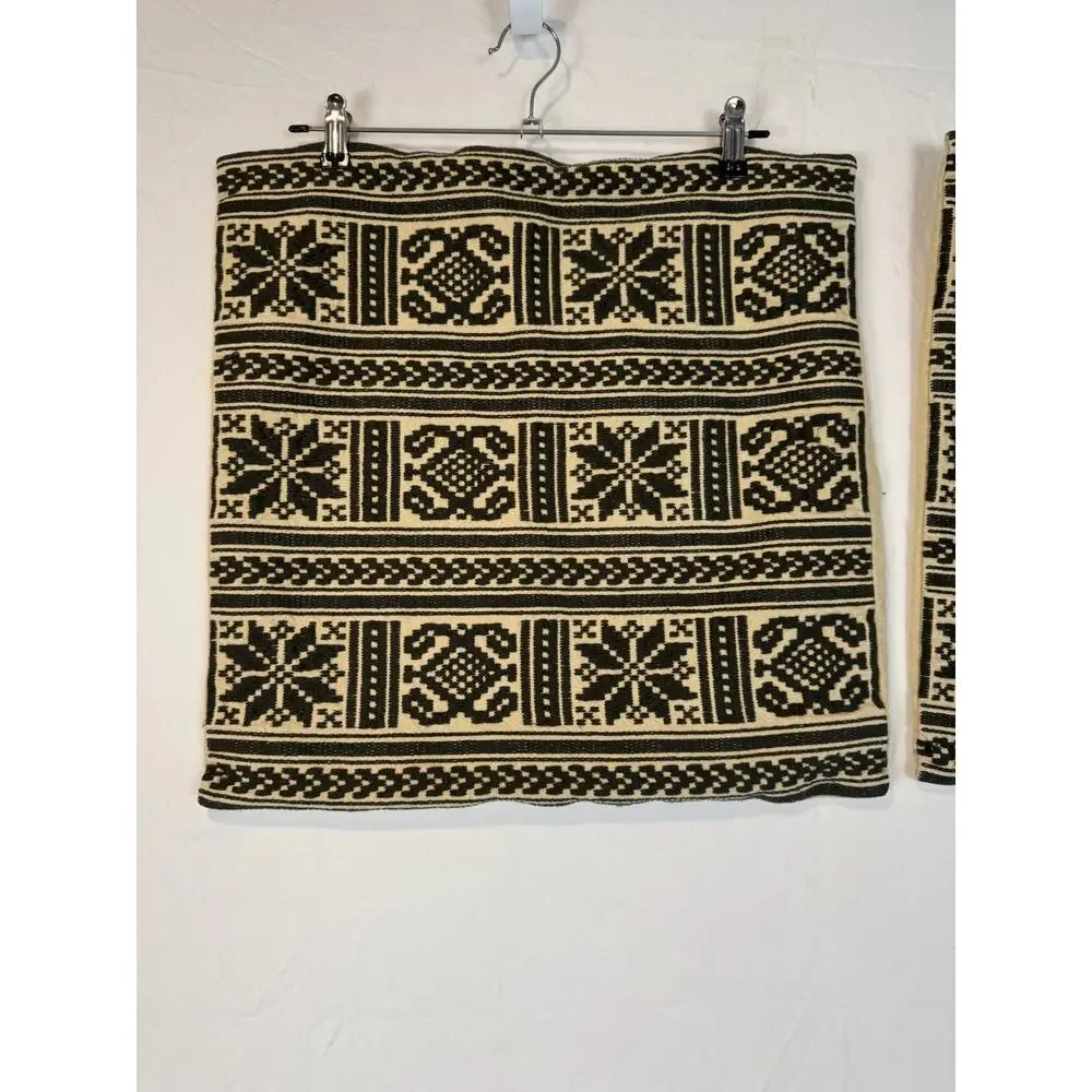 Pottery Barn Snowflake Fair Isle‎ Winter Pattern Pillow Covers Black Cream 20x20